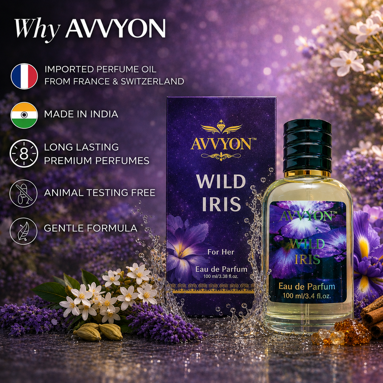 Wild Iris Perfume for Women 100ML - Sweet Perfume for Women with Captivating Fragrance