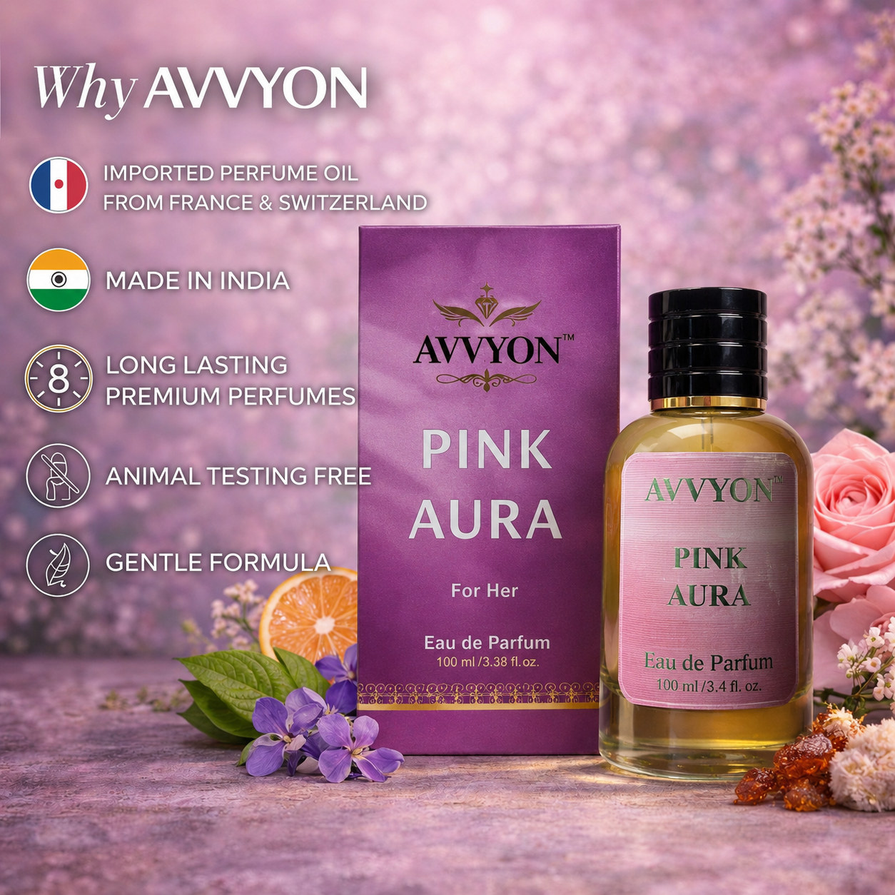 Pink Aura Long Lasting Perfume for Women – 100ML Fragrance for Her