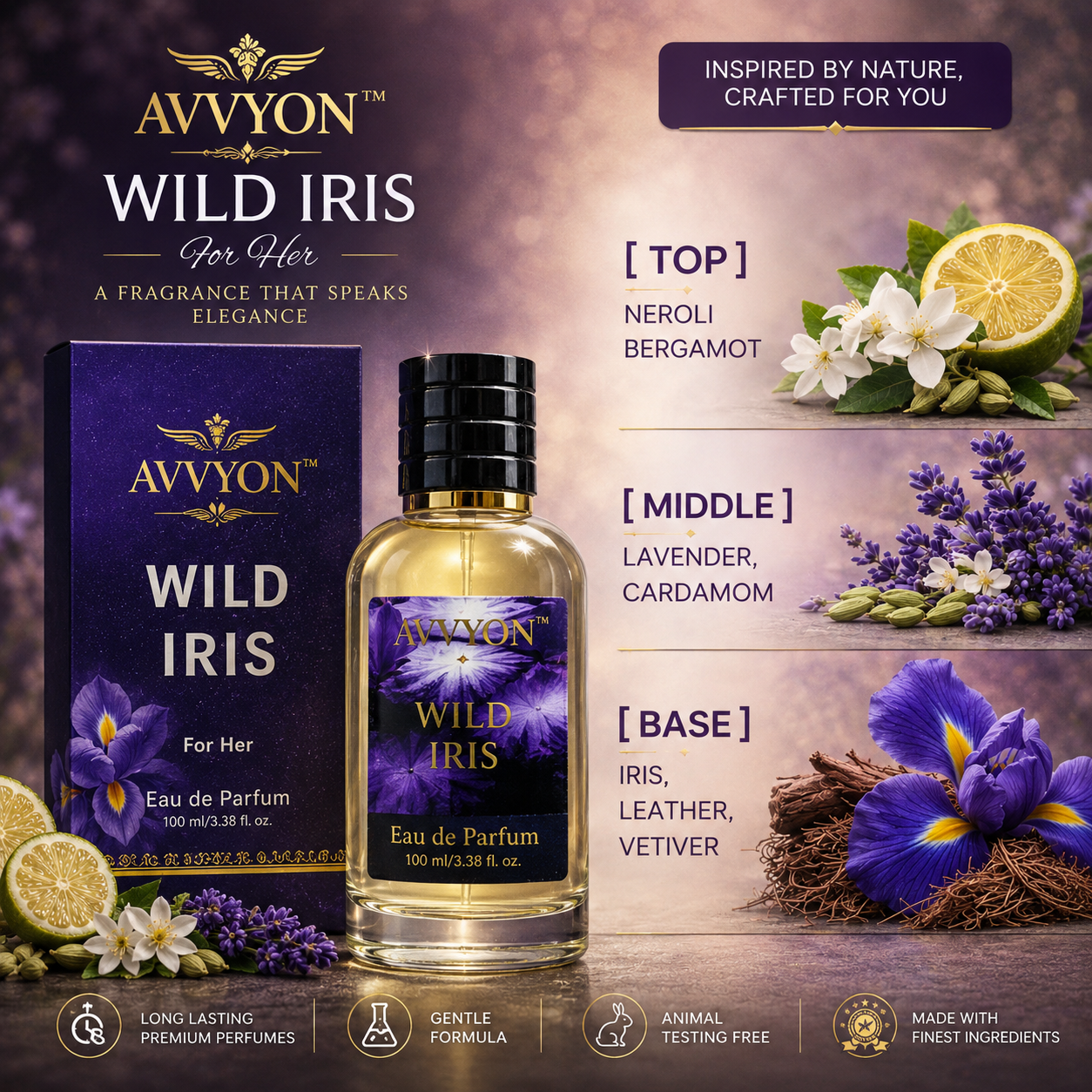 Wild Iris Perfume for Women 100ML - Sweet Perfume for Women with Captivating Fragrance