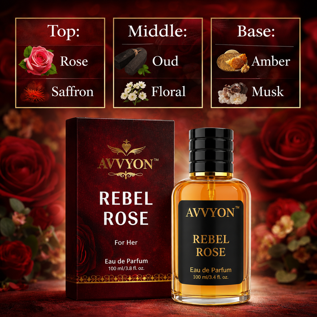 Rebel Rose Luxury Perfume for Women - 100ML